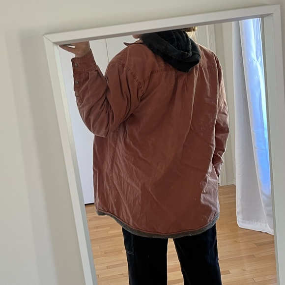 Wind River Brown/Orange Fuzzy Fall Shacket - Picture 3 of 8